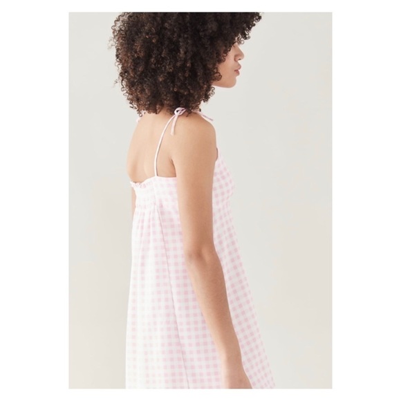 NWT SOKIE COLLECTIVE x Shopbop Tie Strap Gingham Mini Dress Pink White Large - Picture 4 of 14